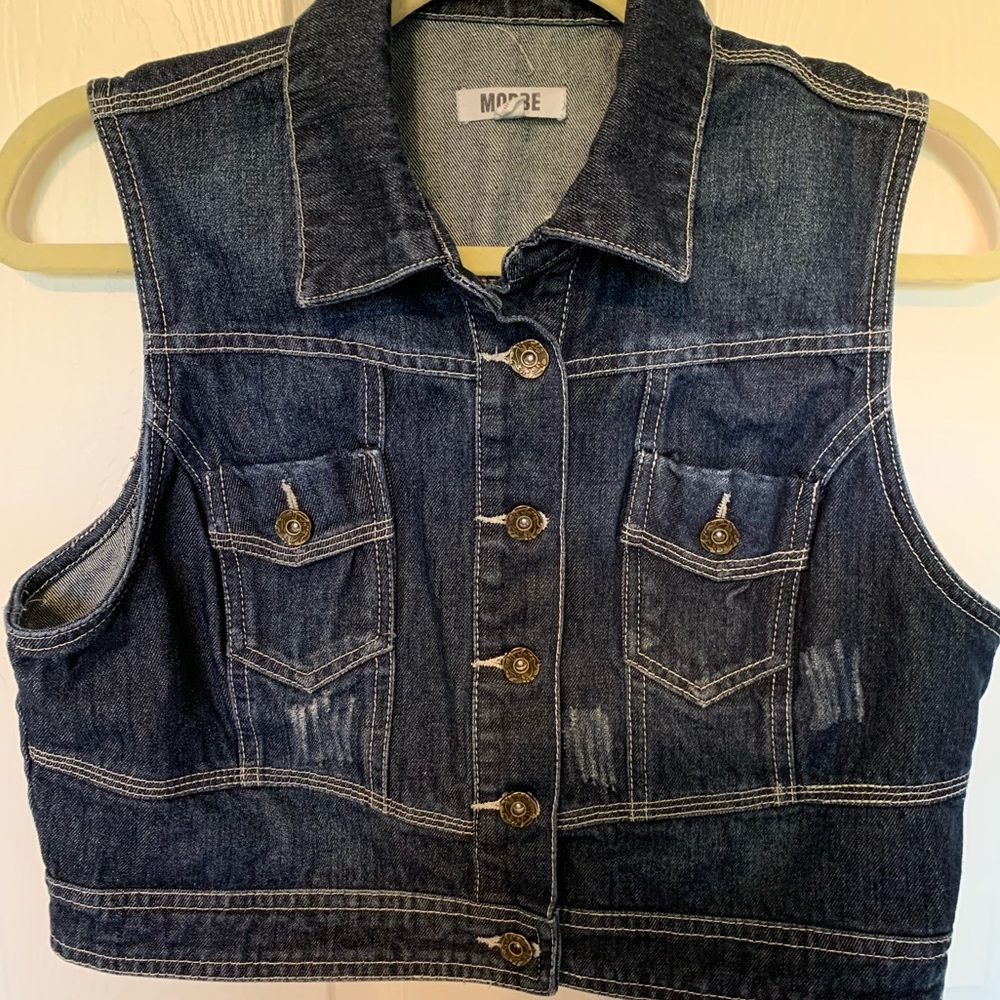 Modbe brand crop Jean jacket vest.